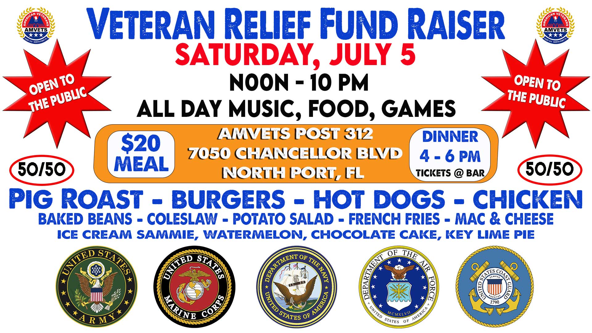 AMVETS312 Veteran Relief Fundraiser July 5